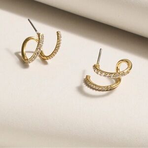 Demi-Fine Pavé Double Hoop Earrings